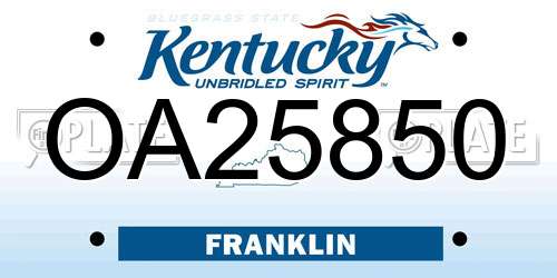 OA25850 Kentucky License Plate