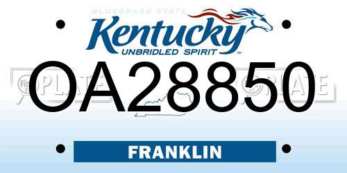 OA28850 Kentucky License Plate
