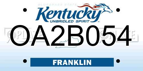 OA2B054 Kentucky License Plate