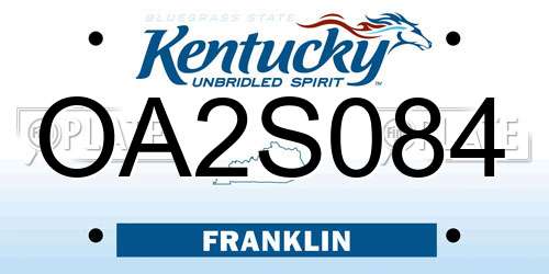 OA2S084 Kentucky License Plate