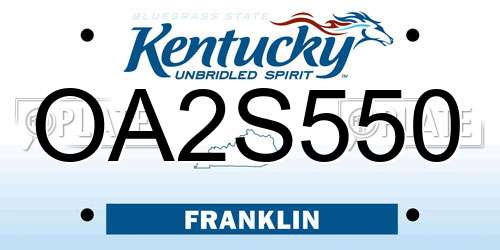 OA2S550 Kentucky License Plate