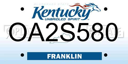 OA2S580 Kentucky License Plate