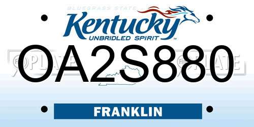 OA2S880 Kentucky License Plate
