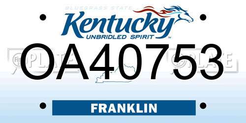 OA40753 Kentucky License Plate