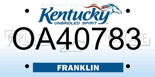 OA40783 Kentucky License Plate