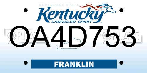 OA4D753 Kentucky License Plate