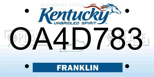 OA4D783 Kentucky License Plate