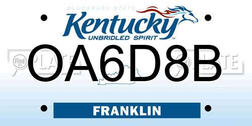 OA6D8B Kentucky License Plate