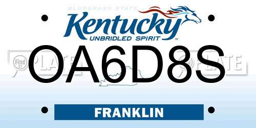OA6D8S Kentucky License Plate