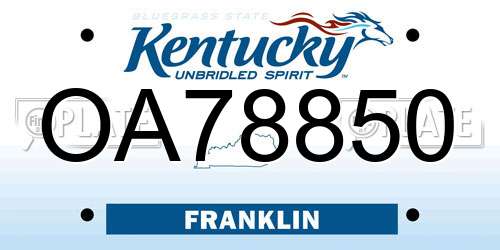 OA78850 Kentucky License Plate