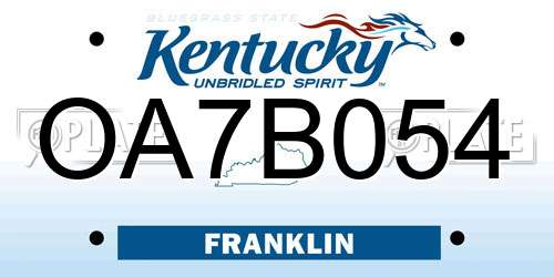 OA7B054 Kentucky License Plate