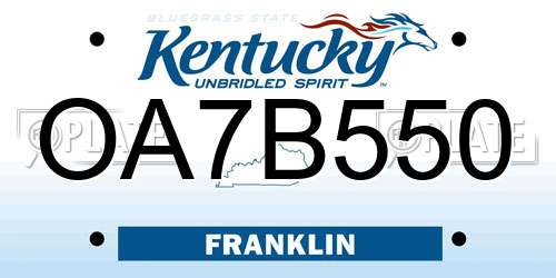 OA7B550 Kentucky License Plate