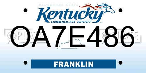 OA7E486 Kentucky License Plate