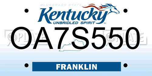 OA7S550 Kentucky License Plate