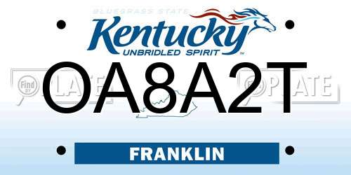 OA8A2T Kentucky License Plate