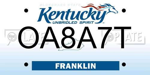OA8A7T Kentucky License Plate