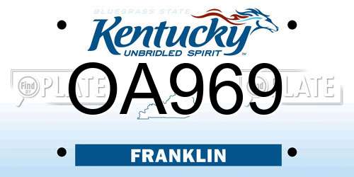 OA969 Kentucky License Plate