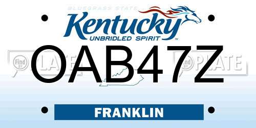OAB47Z Kentucky License Plate