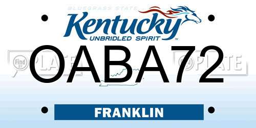 OABA72 Kentucky License Plate