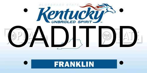 OADITDD Kentucky License Plate