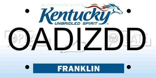OADIZDD Kentucky License Plate