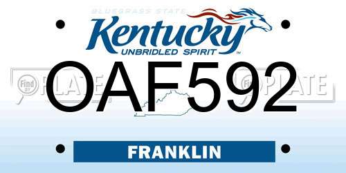 OAF592 Kentucky License Plate