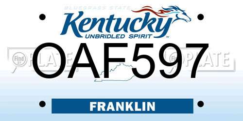 OAF597 Kentucky License Plate