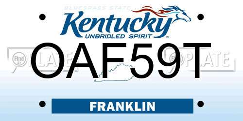 OAF59T Kentucky License Plate