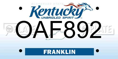 OAF892 Kentucky License Plate