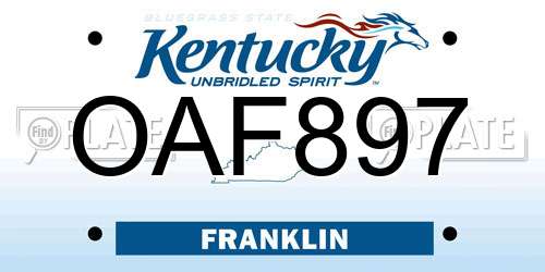OAF897 Kentucky License Plate