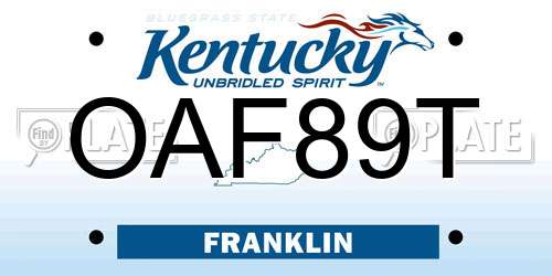 OAF89T Kentucky License Plate