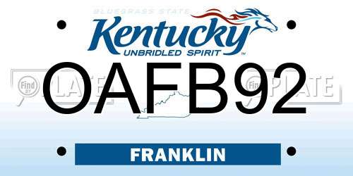 OAFB92 Kentucky License Plate