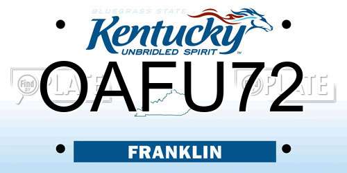 OAFU72 Kentucky License Plate