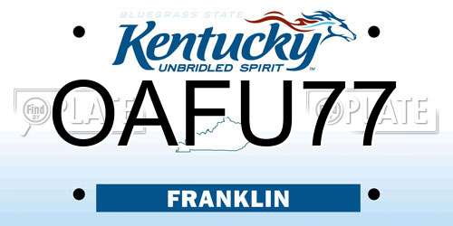 OAFU77 Kentucky License Plate