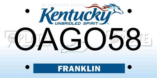 OAGO58 Kentucky License Plate