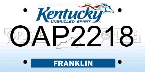 OAP2218 Kentucky License Plate