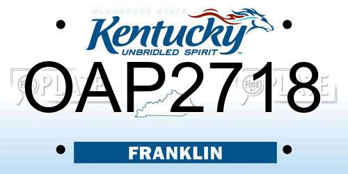 OAP2718 Kentucky License Plate