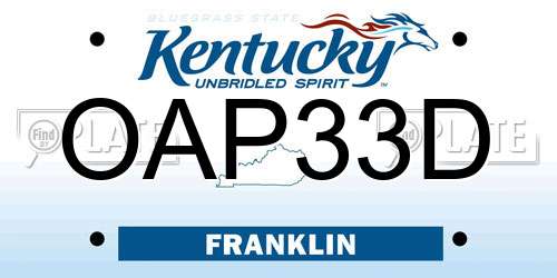 OAP33D Kentucky License Plate