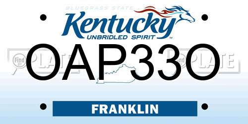 OAP33O Kentucky License Plate