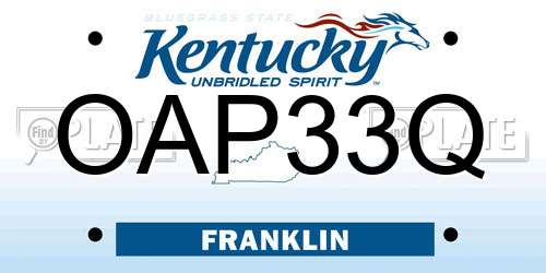 OAP33Q Kentucky License Plate