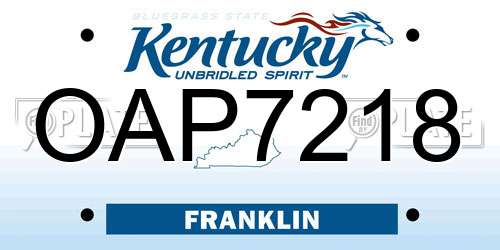OAP7218 Kentucky License Plate