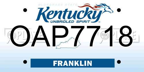 OAP7718 Kentucky License Plate