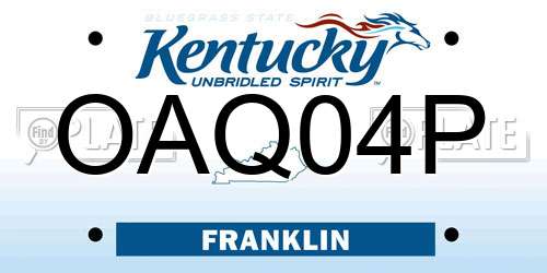 OAQ04P Kentucky License Plate