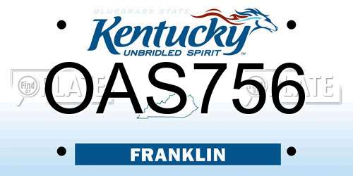 OAS756 Kentucky License Plate