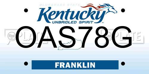 OAS78G Kentucky License Plate