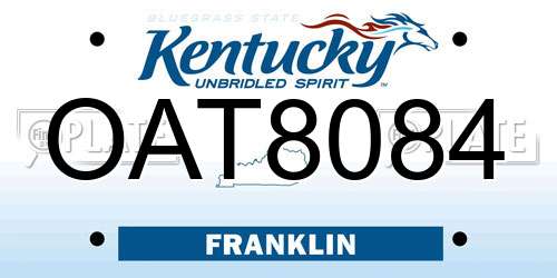 OAT8084 Kentucky License Plate