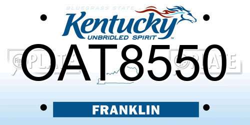 OAT8550 Kentucky License Plate