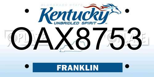 OAX8753 Kentucky License Plate