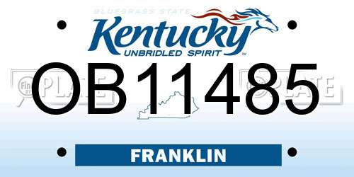 OB11485 Kentucky License Plate