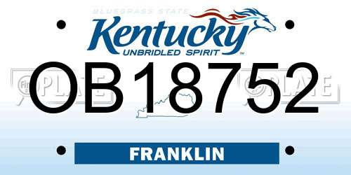 OB18752 Kentucky License Plate
